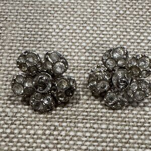 Elegant Silver Crystal Floral Earrings